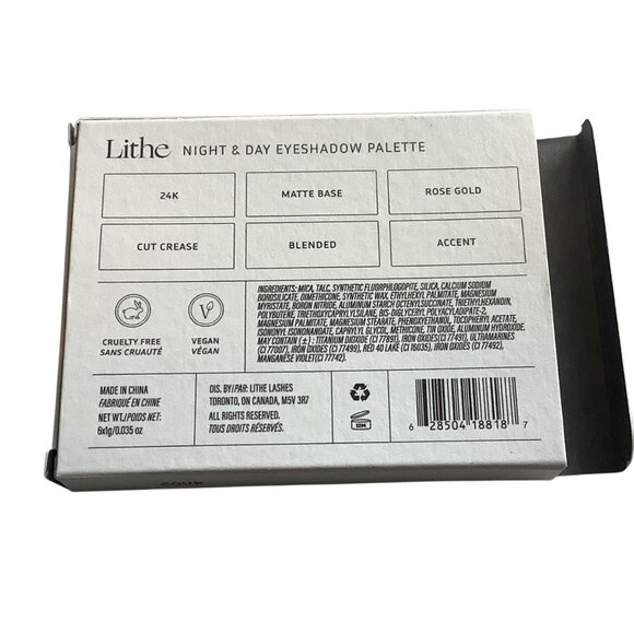 Lithe Night & Day Eyeshadow Palette With 6 Shades NEW in Box 24K Rosegold - Picture 3 of 4